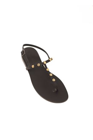 capri sandals with black sole and studs Da Costanzo | STUDSNEWNEROGOLD